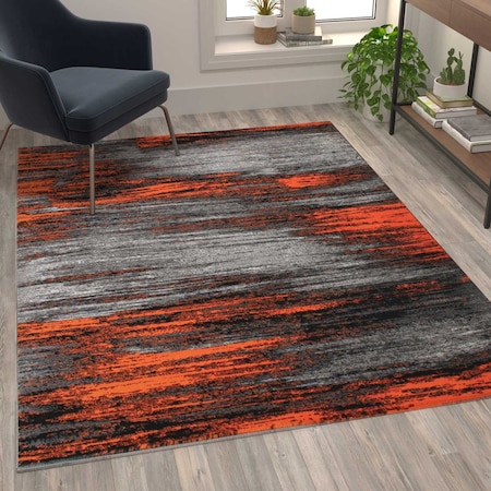 Flash Furniture Orange 5x7 Abstract Area Rug ACD-RGTRZ863-57-OR-GG